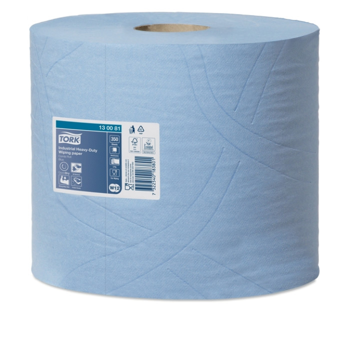 Poetspapier Tork W2 Heavy-Duty Industrial Premium 3-laags 350 vel blauw 130081