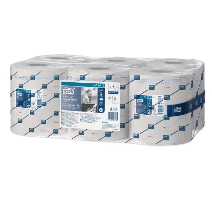 Poetspapier Tork M4 Reflex Premium 1-laags 340 vel wit 473412
