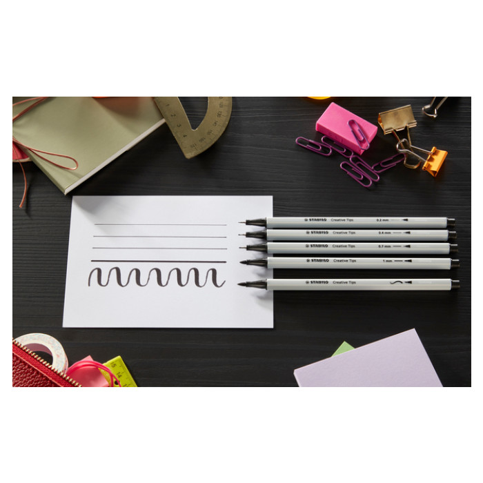 Creative Tips STABILO Arty assorti tips zwart en grijs 10 stuks