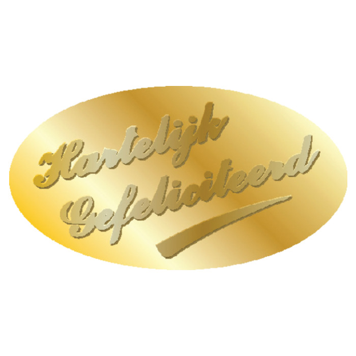 Etiket Haza hartelijk gefeliciteerd goud à 1000 stuks