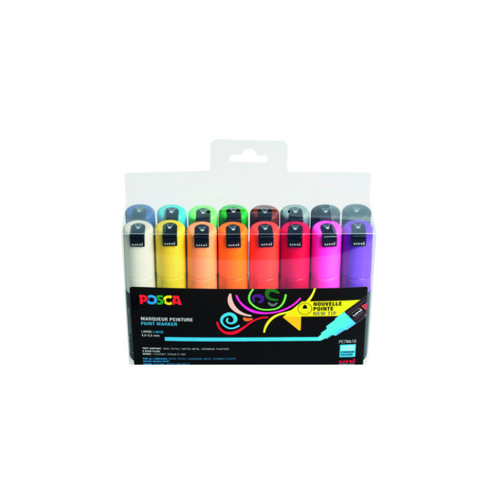 Paintmarker Uni POSCA PC7M breed assorti set à 16 stuks