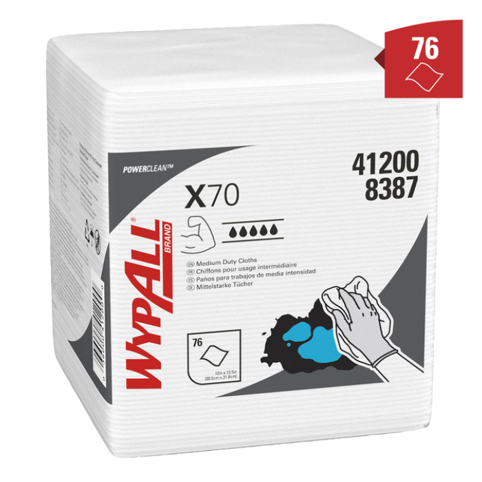 Poetsdoek WypAll X70 PowerClean 305x317mm 12x76vel wit 8387