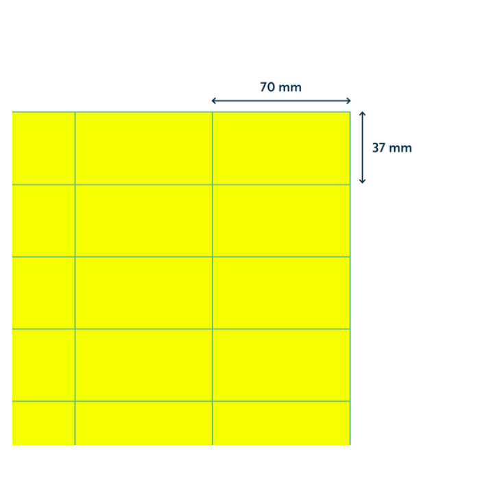 Etiket Rillprint 70x37mm fluor geel 2400 stuks