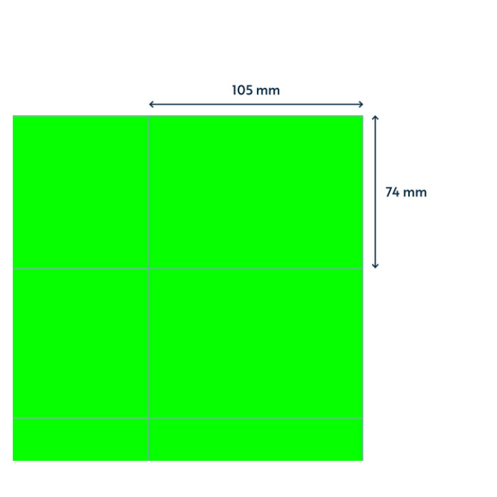 Etiket Rillprint 105x74mm fluor groen 800 stuks