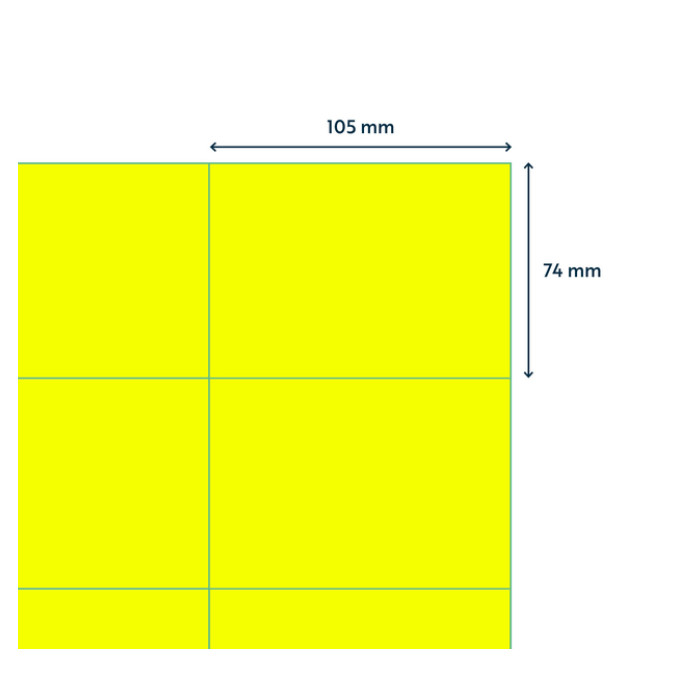 Etiket Rillprint 105x74mm fluor geel 800 stuks