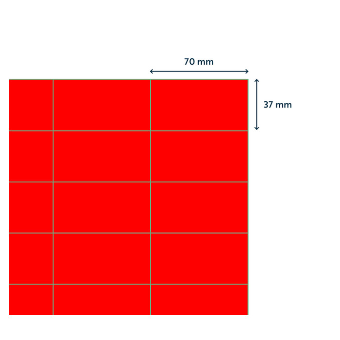 Etiket Rillprint 70x37mm fluor rood 2400 stuks