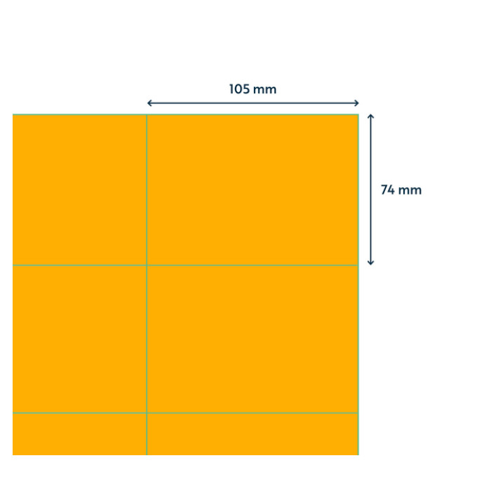 Etiket Rillprint 105x74mm fluor oranje 800 stuks