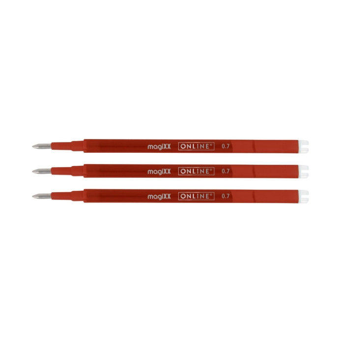 Gelschrijvervulling Online Magixx medium rood blister à 3 stuks