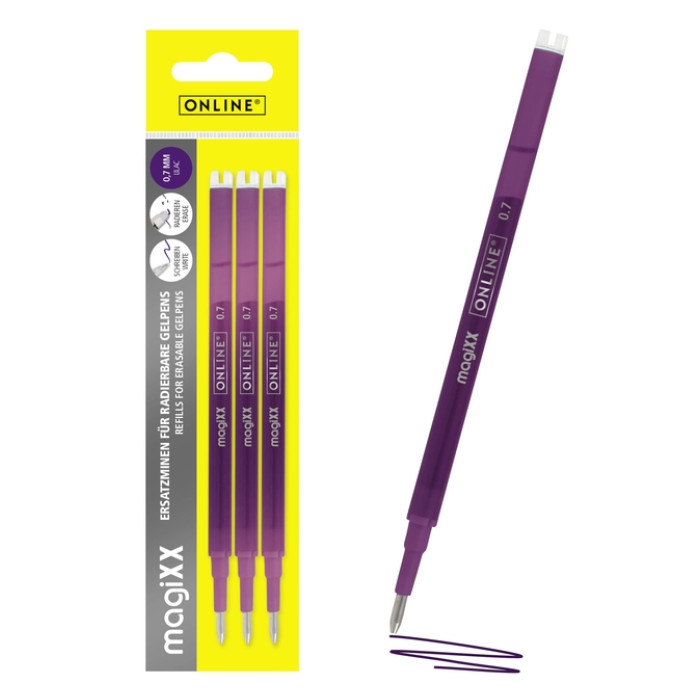 Gelschrijvervulling Online Magixx medium violet blister à 3 stuks