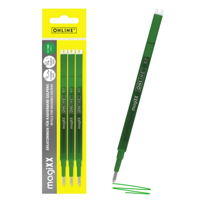 Gelschrijvervulling Online Magixx medium groen blister à 3 stuks
