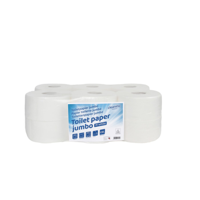 Toiletpapier Cleaninq T2 jumbo klein 2-laags 12x150m wit