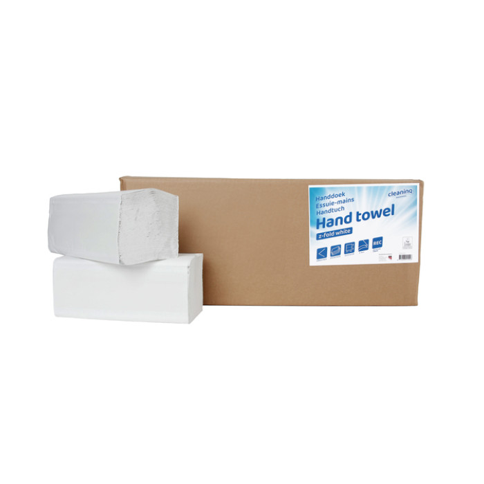 Handdoek Cleaninq H3 z-vouw 2-laags 225x220mm 20x200 vel wit
