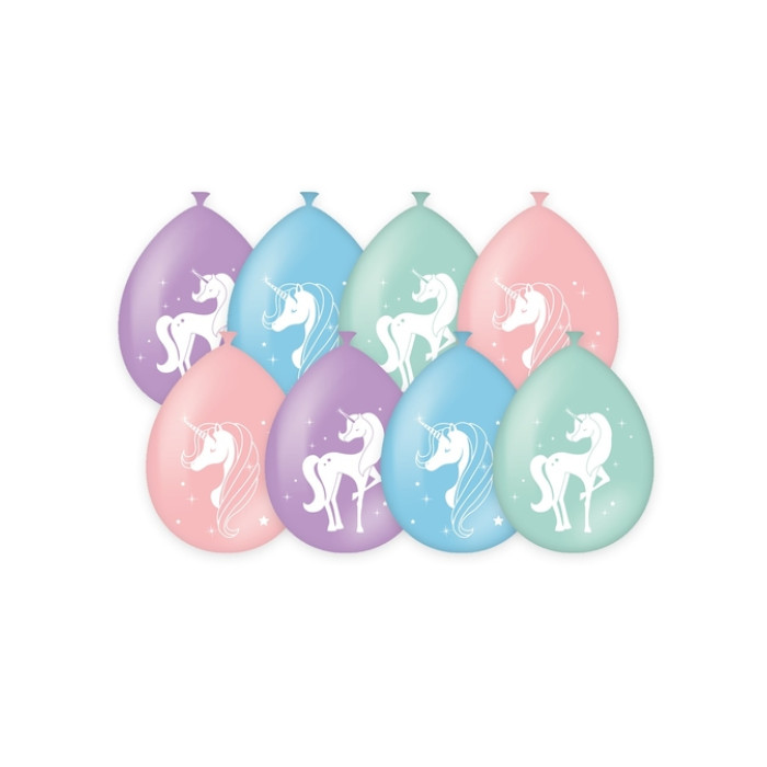 Ballonen Unicorn 30 cm 8 stuks pastel