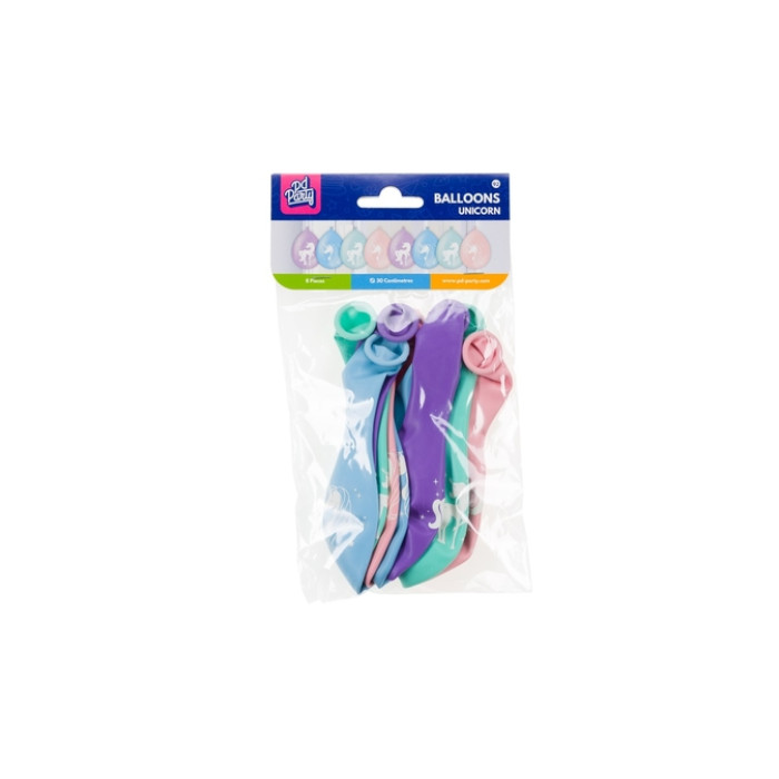 Ballonen Unicorn 30 cm 8 stuks pastel