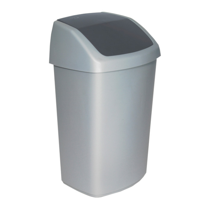Afvalbak Curver Swing 50 liter zilver