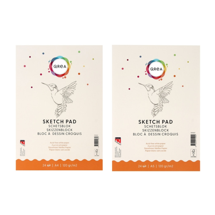 Schetsblok Qrea A4 24 vel 120gr gelijmd