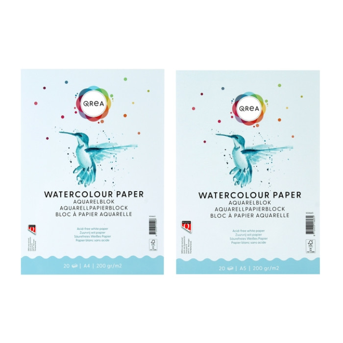 Aquarelblok Qrea A5 20vel 200gr gelijmd