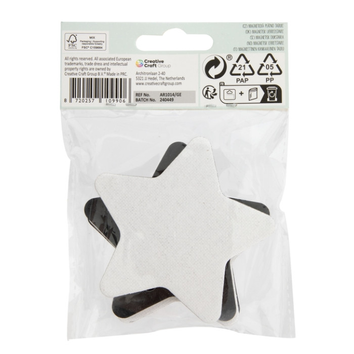 Canvas Nassau fine art ster en bloem 7,5cm magnetisch 4 stuks