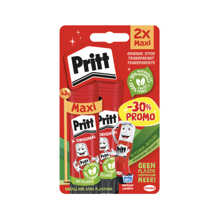 Lijmstift Pritt Stick Original 43gr blister à 2 stuks Promo