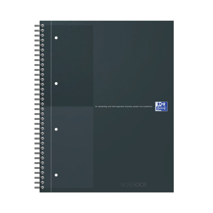 Spiraalblok Oxford International Notebook A4+ lijn 160 pagina's zwart