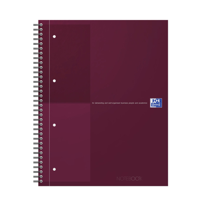 Spiraalblok Oxford International Notebook A4+ lijn 160 pagina's rood
