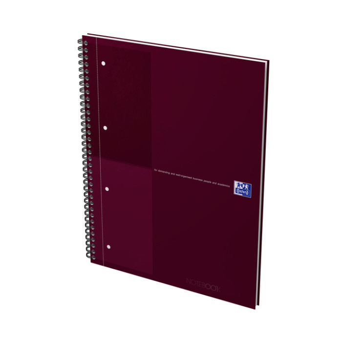 Spiraalblok Oxford International Notebook A4+ lijn 160 pagina's rood