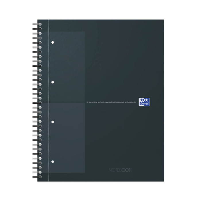 Spiraalblok Oxford International Notebook A4+ ruit 5X5mm 160pag zwart