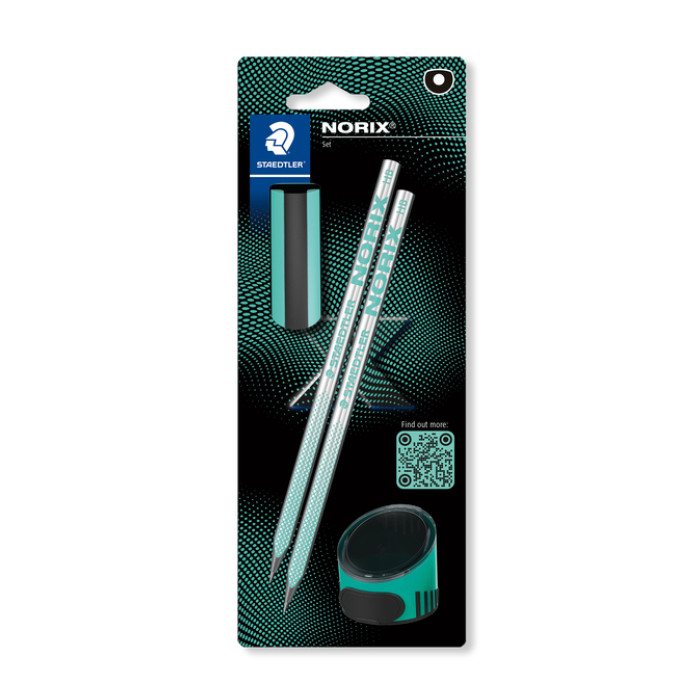 Potlood Staedtler Norix HB zwart-groen blister à 2 stuks