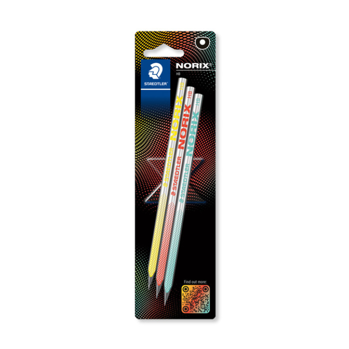 Potlood Staedtler Norix HB assorti blister à 3 stuks