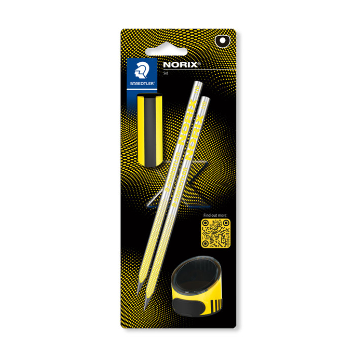 Potlood Staedtler Norix HB zwart-geel blister à 2 stuks