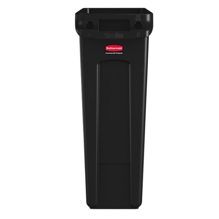 Afvalbak Rubbermaid Slim Jim Vented met luchtsleuven 87 liter zwart