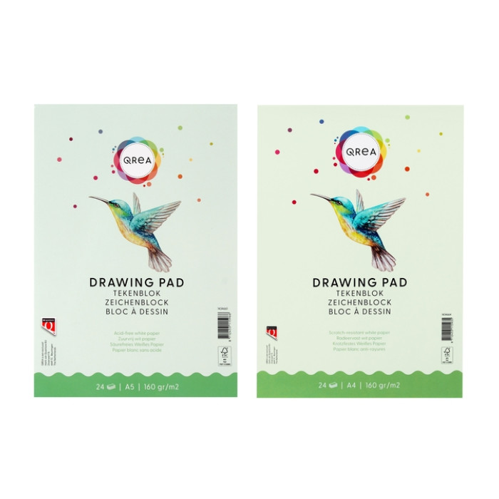 Tekenblok Qrea A4 24 vel 160gr gelijmd