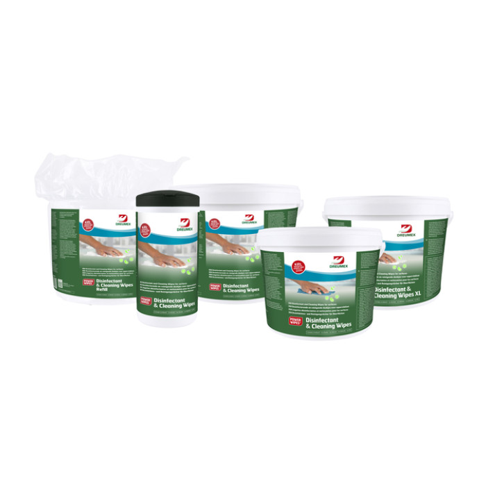 Desinfectiedoekjes Dreumex Disinfectant & Cleaning emmer 800 stuks wit