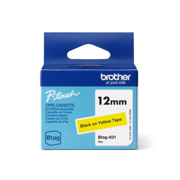 Labeltape Brother P-touch Btag-631 standaard 12mm zwart op geel