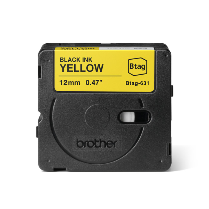 Labeltape Brother P-touch Btag-631 standaard 12mm zwart op geel