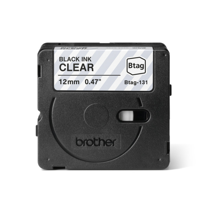 Labeltape Brother P-touch Btag-131 standaard 12mm zwart op transparant