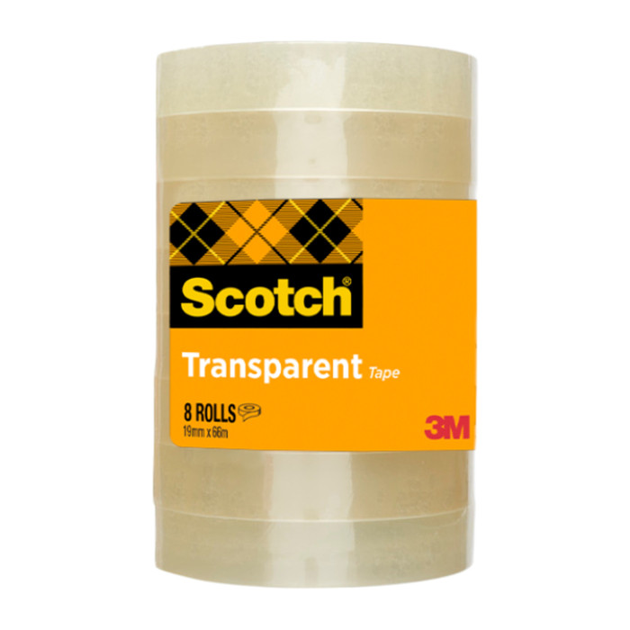 Plakband Scotch 508 19mmx66m transparant 8 rollen