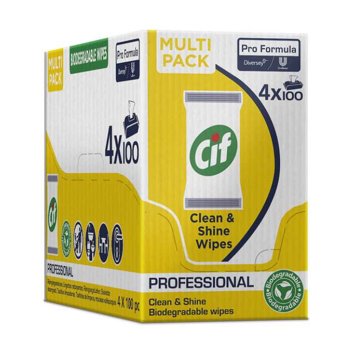Reinigingsdoekjes CIF Pro formula Multi Clean&Shine 100 stuks