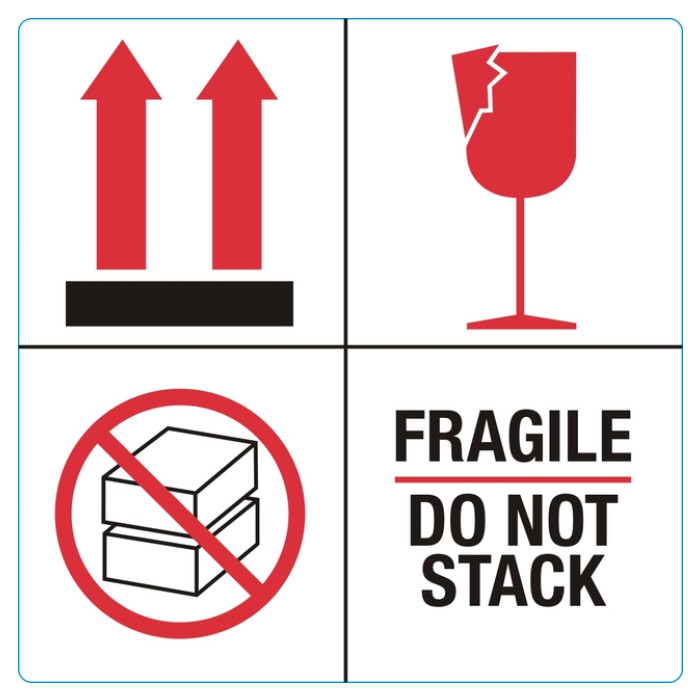 Waarschuwingsetiket IEZZY fragile do not stack 100mmx100mm 1000 stuks