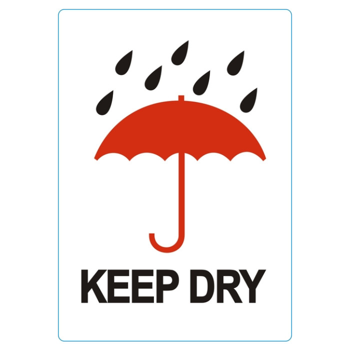 Waarschuwingsetiket IEZZY keep dry 74mmx105mm 500 stuks