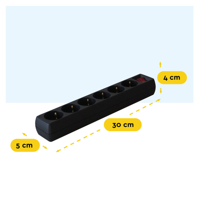 Stekkerdoos BRASQ 6 voudig 5 meter zwart