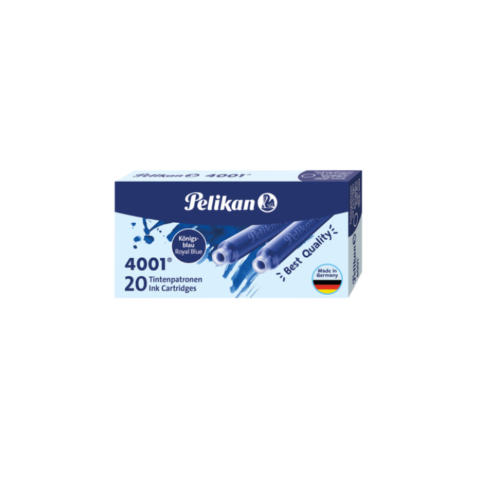 Inktpatroon Pelikan 4001 koningsblauw 20 stuks