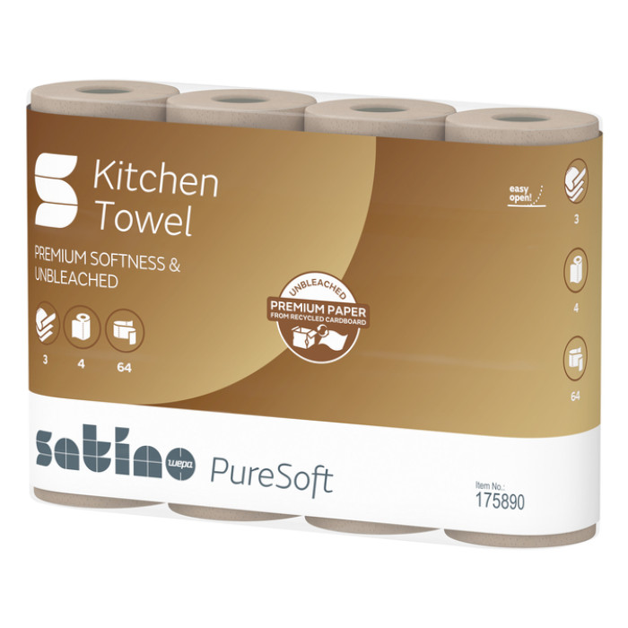 Keukenrol Satino PureSoft 3-laags 4x64 vel naturel 175890