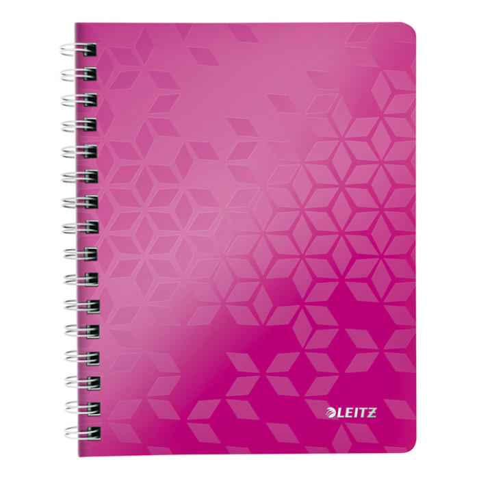 Notitieboek Leitz WOW A5 spiraal 160 pagina's lijn roze