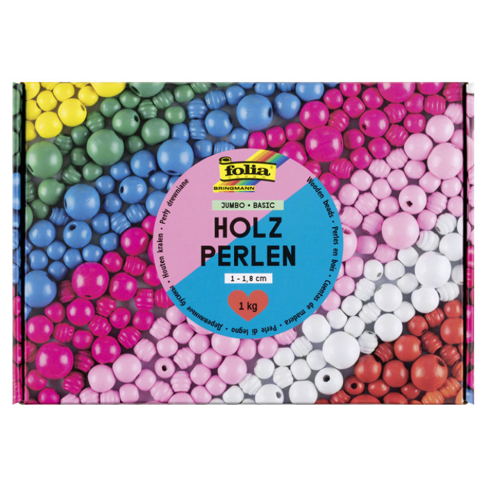 Houten kralen Folia 1000 gram assorti