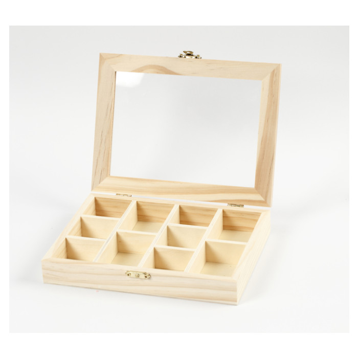 Doos Creativ Company 15.5x20.5x3.5cm hout met glazen deksel