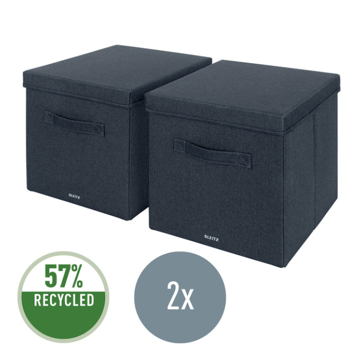 Opbergdoos Leitz gestoffeerd met deksel 330x325x380mm grijs 2 st