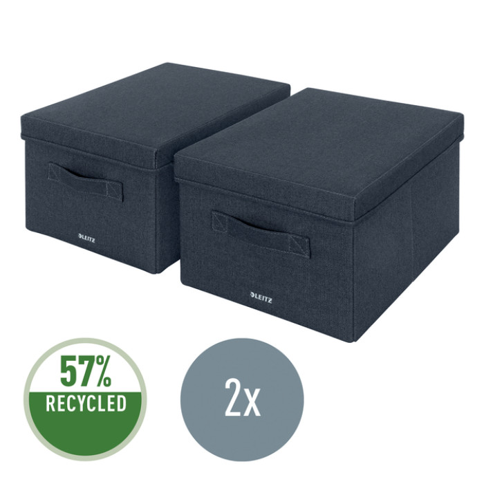 Opbergdoos Leitz gestoffeerd met deksel 285x203x380mm grijs 2 st