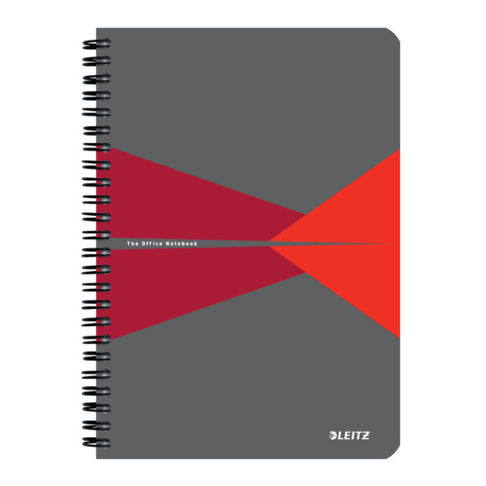 Notitieboek Leitz Office A5 lijn 180 pagina's 80gr grijs rood
