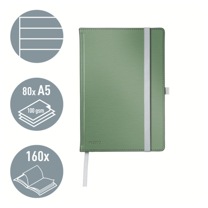 Notitieboek Leitz Style A5 lijn 160 pagina's 100gr groen
